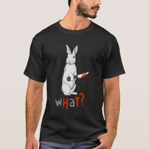 On Back Scary Er Bunny Rabbit With Knife Humour T-Shirt