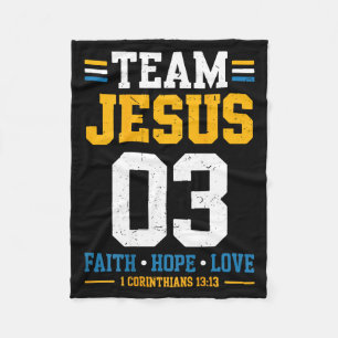On-back Team Jesus Matching Family Christian Faith Fleece Blanket