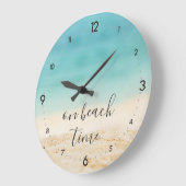 On Beach Time (Customisable!) Coastal Beach Photo Large Clock (Angle)