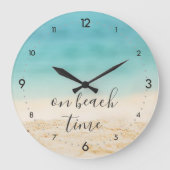 On Beach Time (Customisable!) Coastal Beach Photo Large Clock (Front)