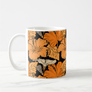 On black background. Raster hand drawn painting of Coffee Mug