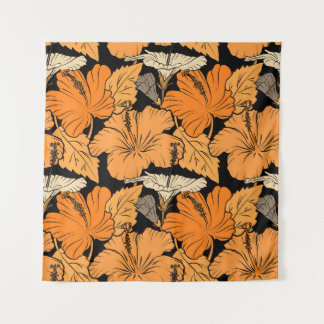 On black background. Raster hand drawn painting of Tapestry