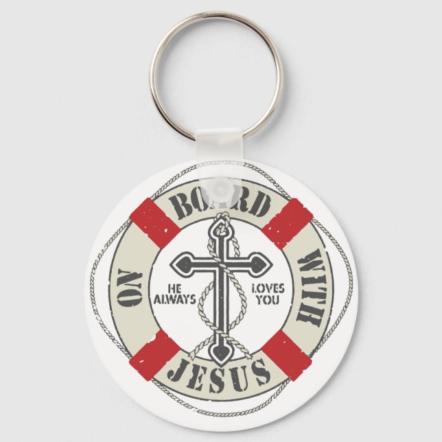 On Board With Jesus Key Ring (Front)