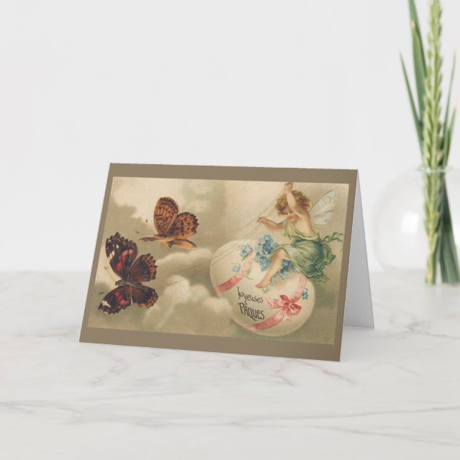 On Butterflies Wings Easter Card (Front)