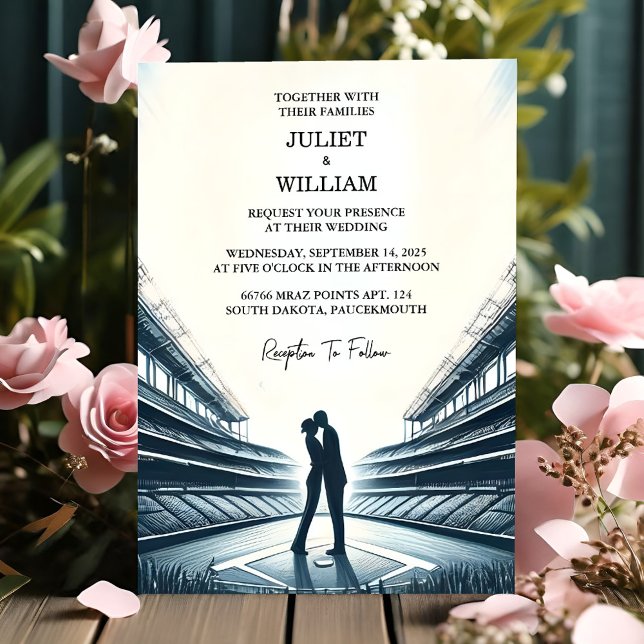 On Champion Team Ball Field Pitch Baseball Wedding Invitation (Creator Uploaded)