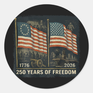 On Ck Betsy Ross Flag 250 Years Of Freedom 1776-20 Classic Round Sticker