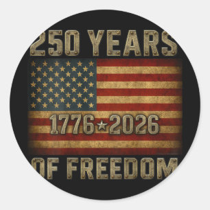 On Ck Flag 250 Years Of Freedom 1776-2026 250th Bi Classic Round Sticker