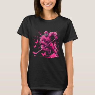 (on Ck) Ice Hockey Breast Cancer Awareness Player T-Shirt