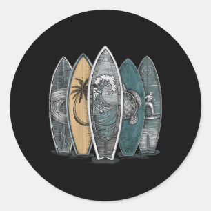 On Ck Surfing Tropical Surfboards Vintage Surfboar Classic Round Sticker