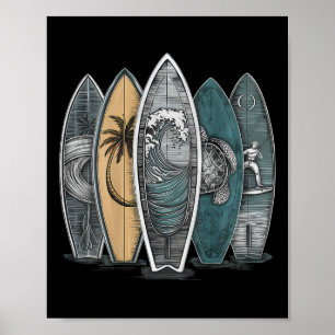 On Ck Surfing Tropical Surfboards Vintage Surfboar Poster
