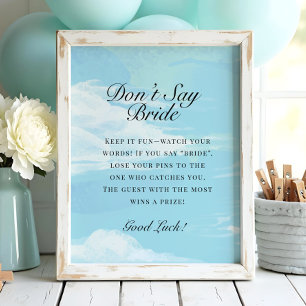 On Cloud 9 Bridal Shower Don't Say Bride Game Poster