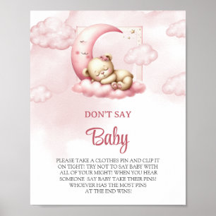 On Cloud 9 cute Pink Girl don't say baby game sign