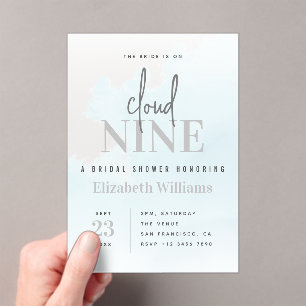 On Cloud 9 Elegant Bridal Shower  Acrylic Invitations