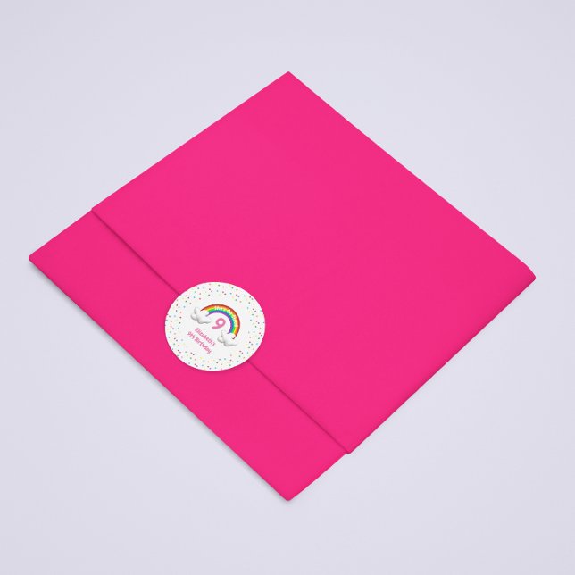 On Cloud 9! Rainbow Birthday Classic Round Sticker (Creator Uploaded)