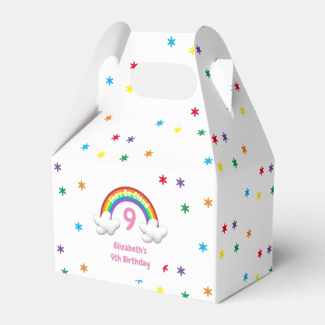 On Cloud 9! Rainbow Birthday Favour Box (Front Side)