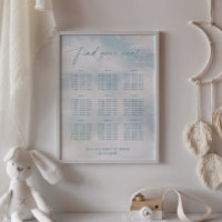 On Cloud 9 Vibrant Blue Seating Chart Poster