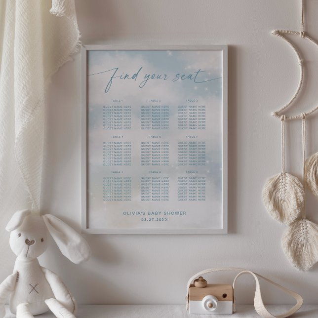 On Cloud 9 Vibrant Blue Seating Chart Poster (Creator Uploaded)