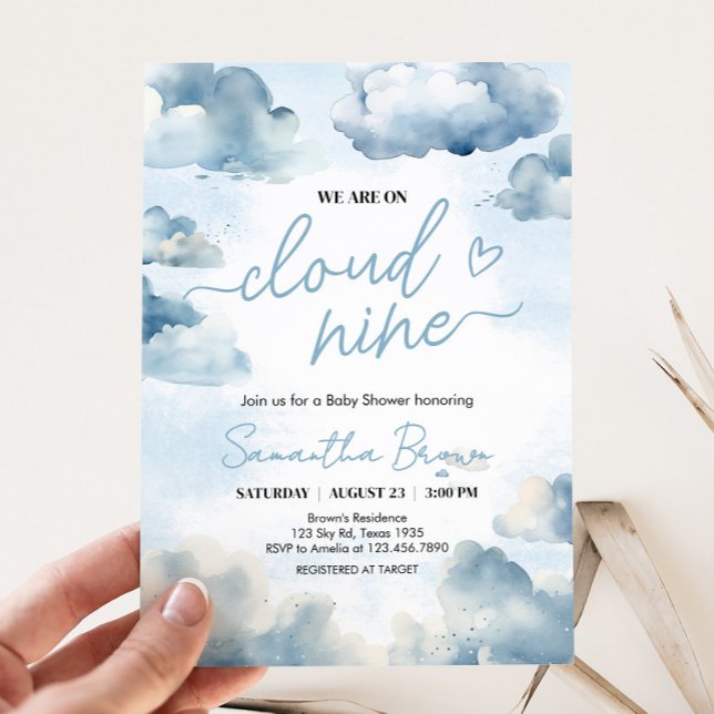 On Cloud Nine Baby Shower Party Invitation (Cloud Nine Baby Shower Party Invitation)
