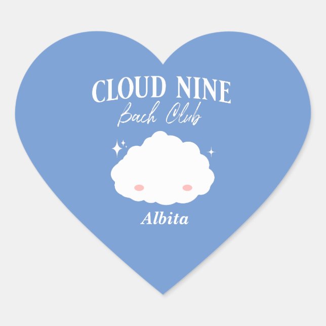 on cloud nine bachelorette party heart sticker (Front)