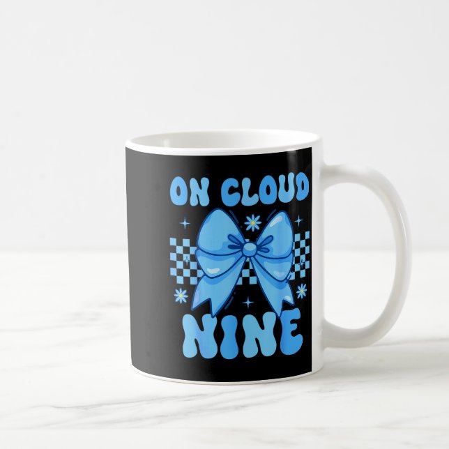 On Cloud Nine Bday 9th Birthday Girl Coquette Bow  Coffee Mug (Right)