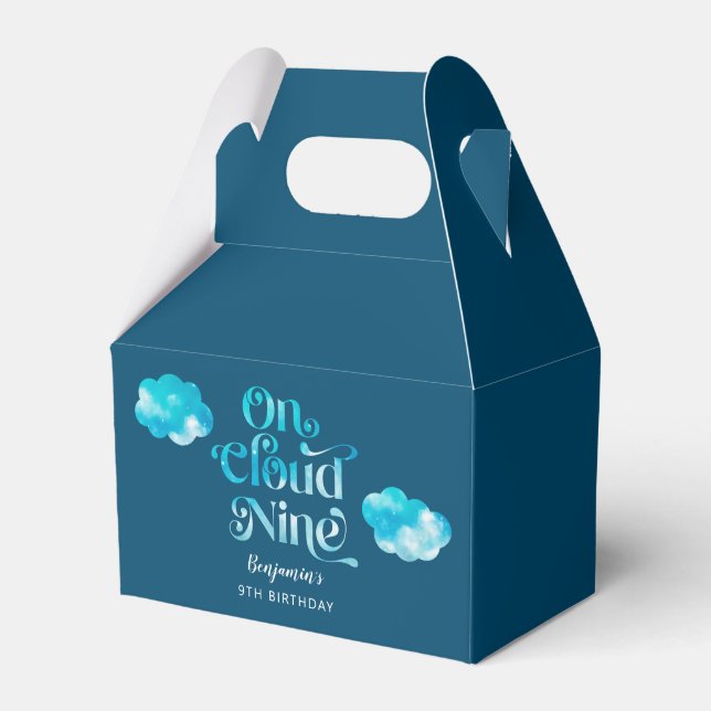 On Cloud Nine Boy 9th Birthday Party Favour Box (Front Side)
