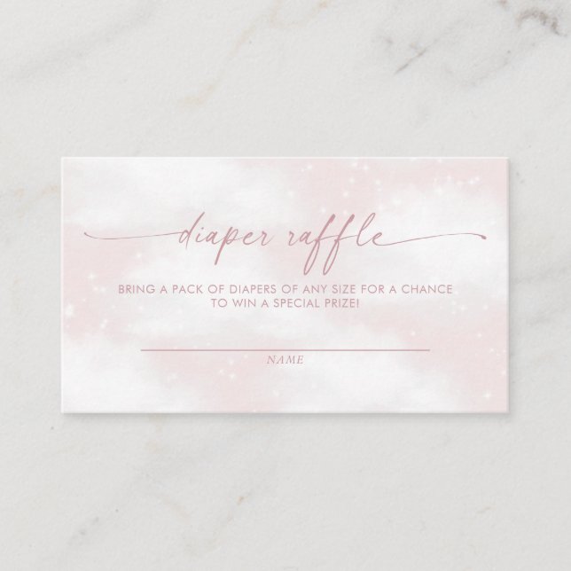 On Cloud Nine Dreamy Clouds Pink Diaper raffle Enclosure Card (Front)