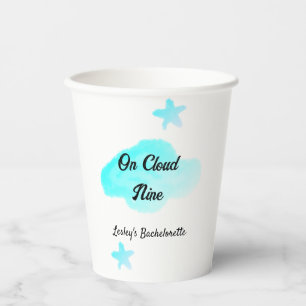 On Cloud nine pastel blue clouds star bachelorett Paper Cups