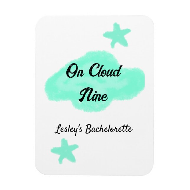 On Cloud nine pastel green clouds star bachelorett Magnet (Vertical)