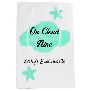 On Cloud nine pastel green clouds star bachelorett Medium Gift Bag