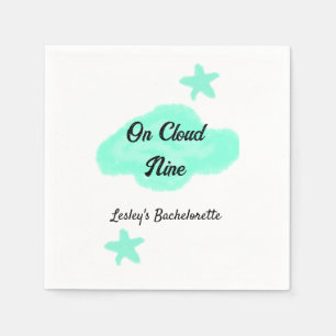 On Cloud nine pastel green clouds star bachelorett Napkin