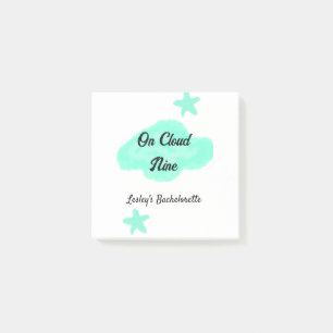 On Cloud nine pastel green clouds star bachelorett Post-it Notes