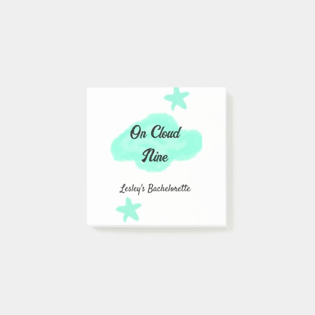 On Cloud nine pastel green clouds star bachelorett Post-it Notes (Front)