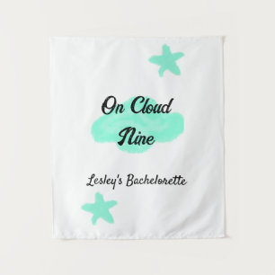 On Cloud nine pastel green clouds star bachelorett Tapestry
