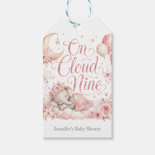 On Cloud Nine, Personalized Pink Elephant Moon Gift Tags