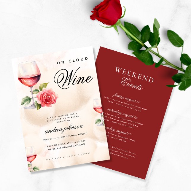 On Cloud Wine Funny Winery Bachelorette Weekend Invitation (Creator Uploaded)