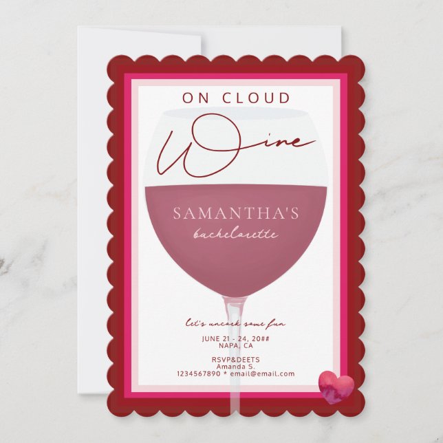 On Cloud Wine Winery Theme Napa Bachelorette Party Invitation (Front)