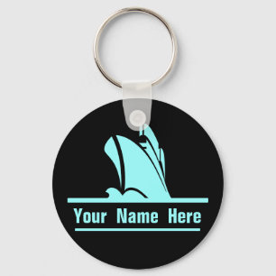 On Course Personalised Keychain Black and Aqua