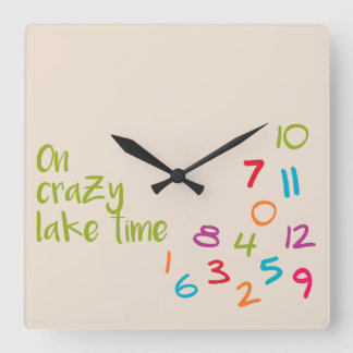 On Crazy Lake Time Colourful Square Wall Clock