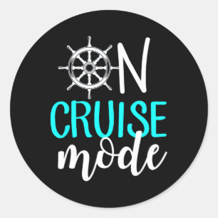 On Cruise Mode - Women's Black Letter Print Cruise Classic Round Sticker