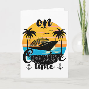 On Cruise Time Beach Summer Vacation Matching Fami Card