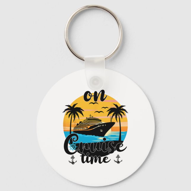On Cruise Time Beach Summer Vacation Matching Fami Key Ring (Front)
