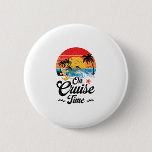 On Cruise Time Coconut Tree Graphic Summer Vacatio 6 Cm Round Badge