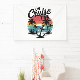 On Cruise Time Coconut Tree Summer Vacation Banner