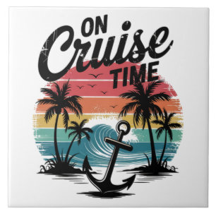 On Cruise Time Coconut Tree Summer Vacation Ceramic Tile