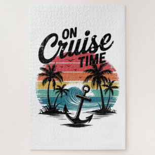 On Cruise Time Coconut Tree Summer Vacation Jigsaw Puzzle