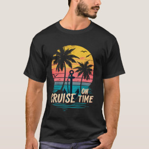 On Cruise Time Retro Vacation Travel T-Shirt