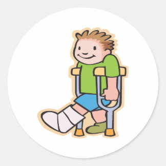 On Crutches Classic Round Sticker