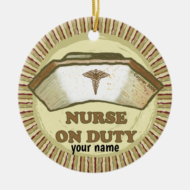 On duty nurse  ceramic ornament (Front)