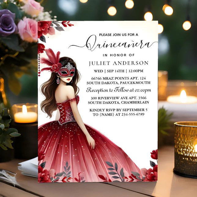 On Fancy Prom Mask Fun Masquerade Ball Quinceanera Invitation (Creator Uploaded)