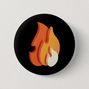 On Fire (3D Flames Icon) 6 Cm Round Badge